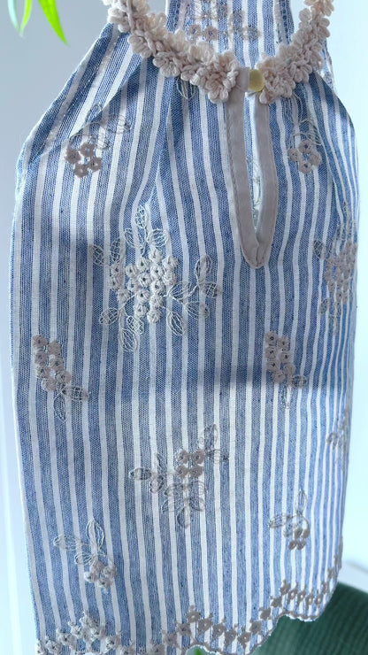Pearl Embroidery Stripe